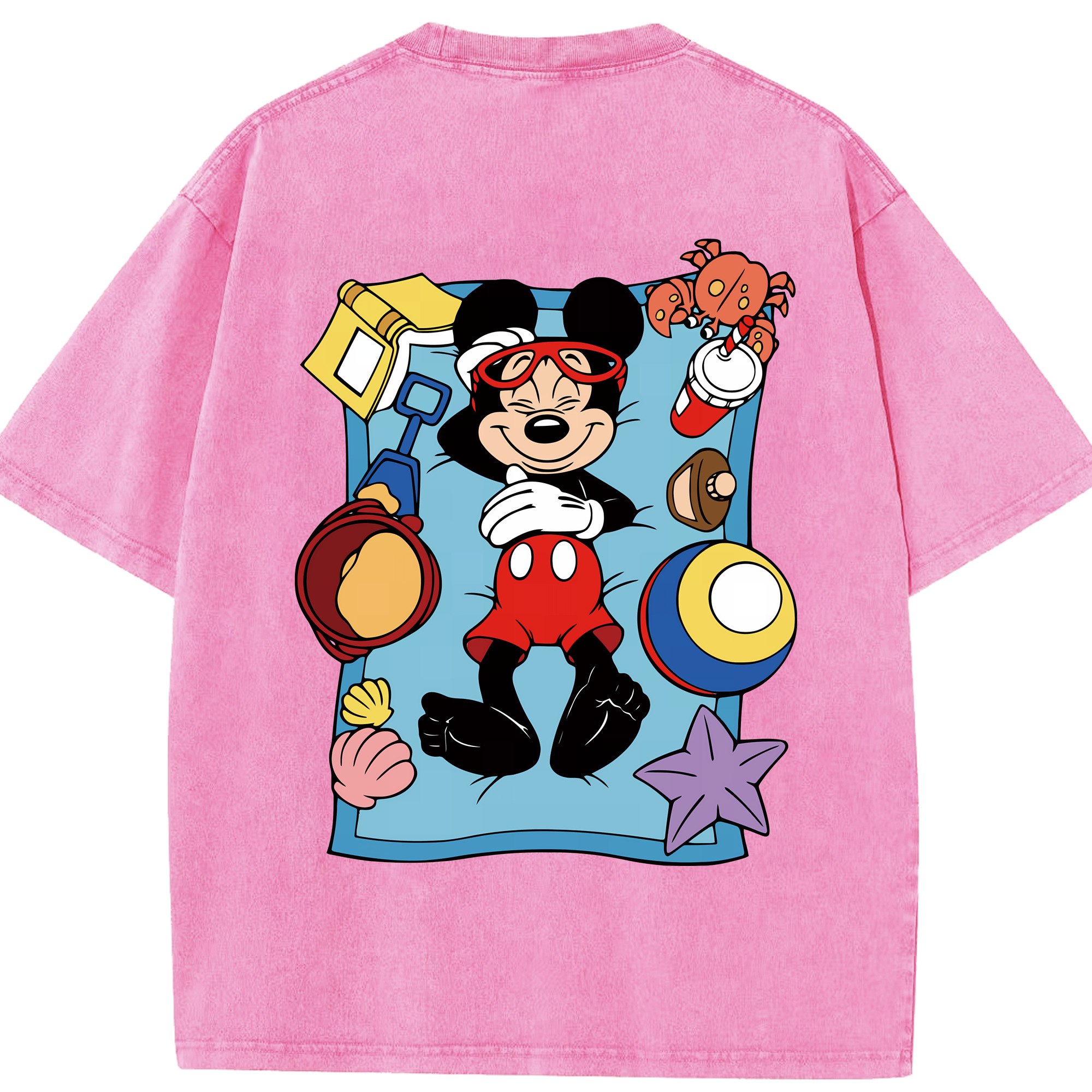 （画像用） ミッキーマウス Mickey Mouse 綿100% ヴィンテージ風 半袖Tシャツ（背面プリント）